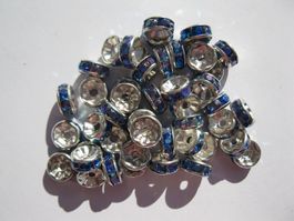 20 Strass Rondellen dunkelblau AB, 8mm