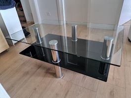 Schöner Glastisch mit Metallbeinen, ab 1.-