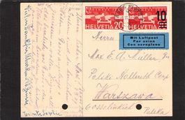 Flugpost Davos - Platz - Polen , Pension Emma , 9.lX.1937