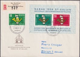 1959, W38 (NABAG St.Gallen)+Nr.344, geschnitten & gezähnt !!