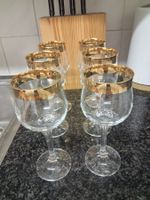 6 Weingläser mit Goldrand Glas gebraucht guter Zustand