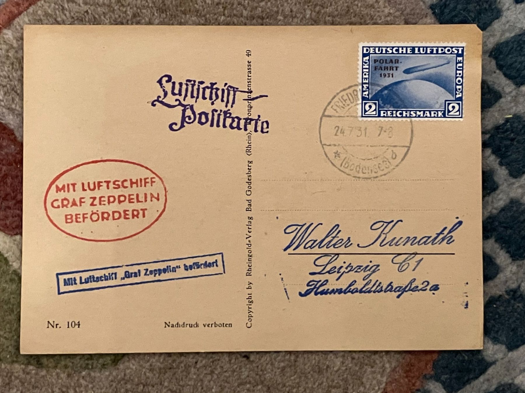 Alle Briefmarken: Luftschiff Postkarte Graf Zeppelin – Gebraucht aus Koblenz von mar_c2pj