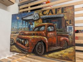 Metallbild Route 66 3D Optik
