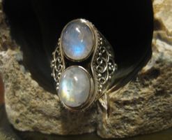 XXL HANDGEM. ST.S. 925° REGENBOGEN MONDST. RING MP G.19