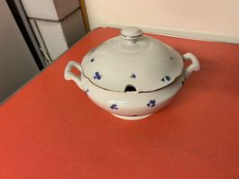 Porzellan Suppentopf mit Deckel, Blumenmuster, Langenthal 48