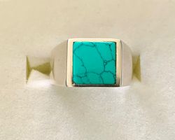 Turquoise and Silver Protective Ring: Balance and Healing