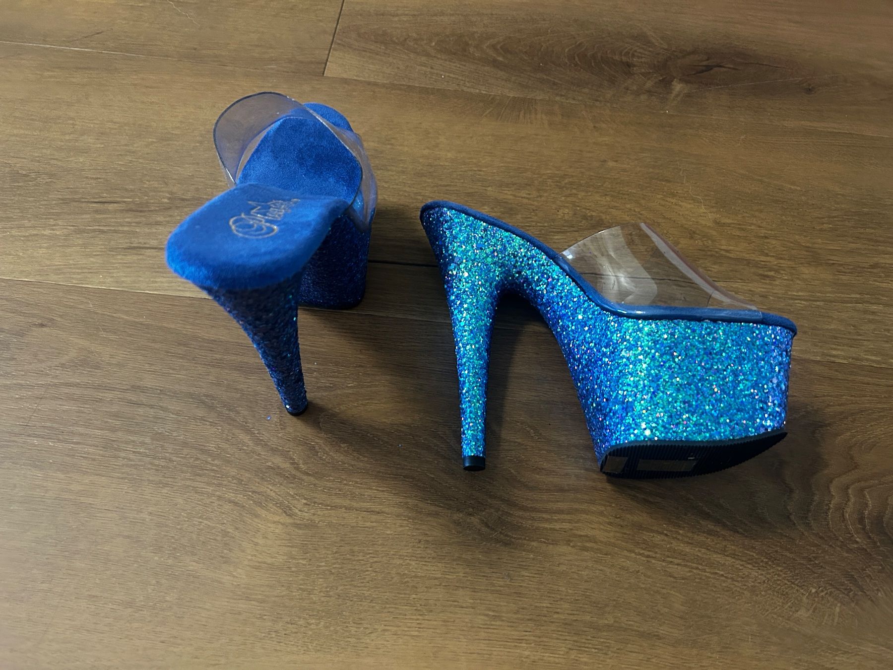 Scarpe da donna: Pleaser Adore Platform Heels Blau Glitzer Gr 38 NEU – Nuovo e nell'imballaggio originale da Regensdorf venduto da Spyke55 2