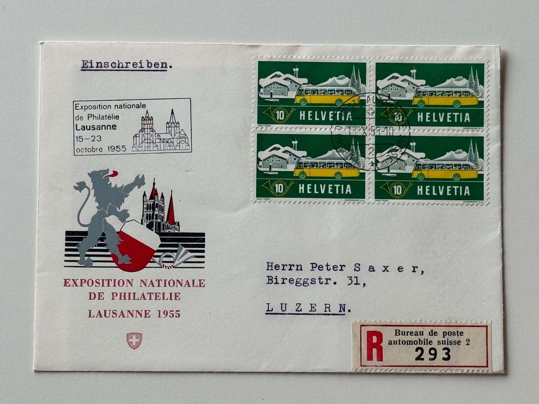 Tutti i francobolli: 314, Viererblock, seltener 2. blinder Passagier, Brief – Usato da Aarau venduto da hilde47