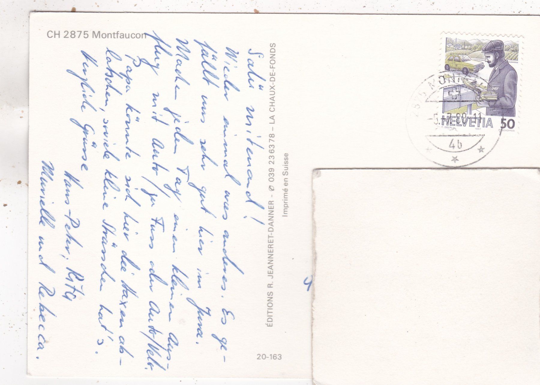 Cartoline postali: Montfaucon 1988 – Usato da Herisau venduto da Lisegrat2008 1