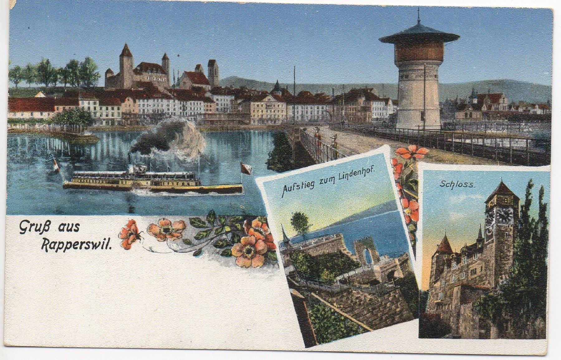 Ansichtskarten: RAPPERSWIL 3-Bild-Litho mit Dampfschiff – Neu (gemäss Beschreibung) aus Jona von philajona