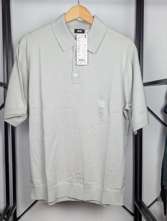 Polo en maille Uniqlo - Taille L - Gris Clair - Neuf