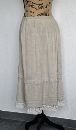 Handmade Sommerrock aus Leinen, mit Spitze Gr. M/L