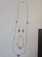 Silber 925 Schmuckset mit Amethyst und Rosenquarz