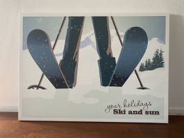 Vintage Ski Bild Leinwand "Ski and Sun", 120 x 88cm