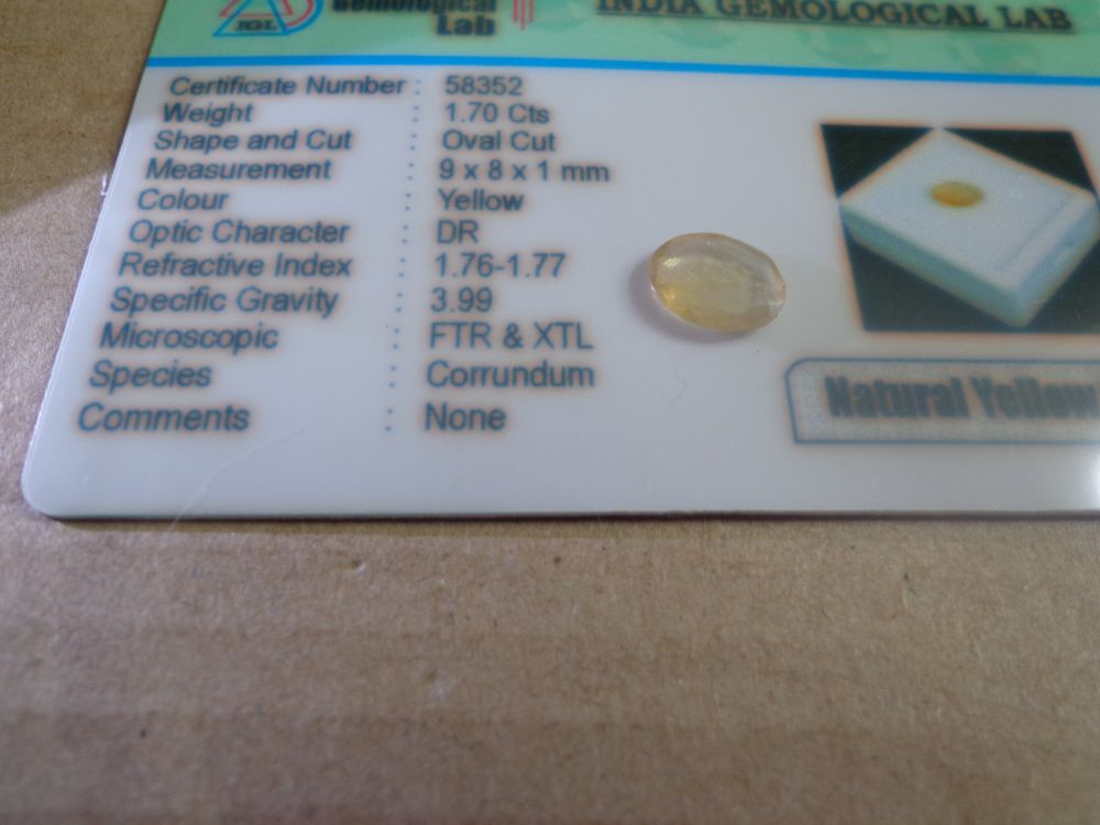 Saphir Jaune-vert Naturel De 1,01 Carat - Dimensions 6,4 X 5 Mm - Certificat Inclus
