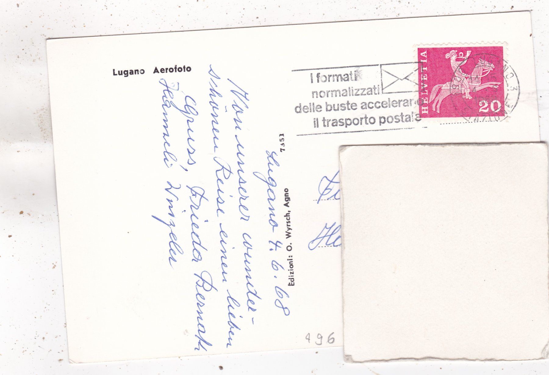 Ansichtskarten: Lugano Aerofoto 1968 – Gebraucht aus Herisau von Lisegrat2008 1