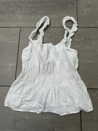 Top Bluse weiss Gr. XS aus Baumwolle 