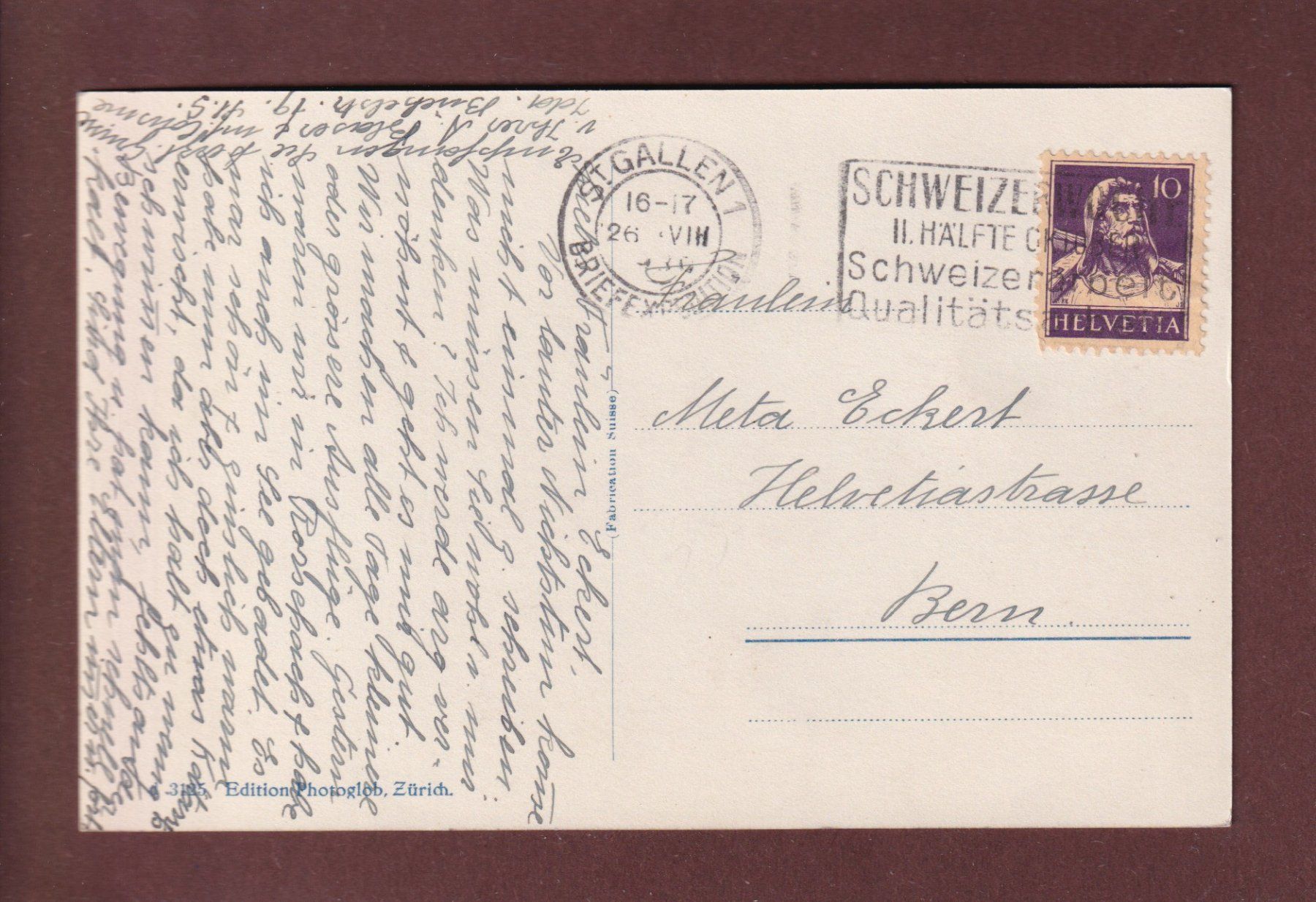 Cartoline postali: ST. GALLEN - Teilansicht - 1930 – Usato da Pully venduto da nicecards 1