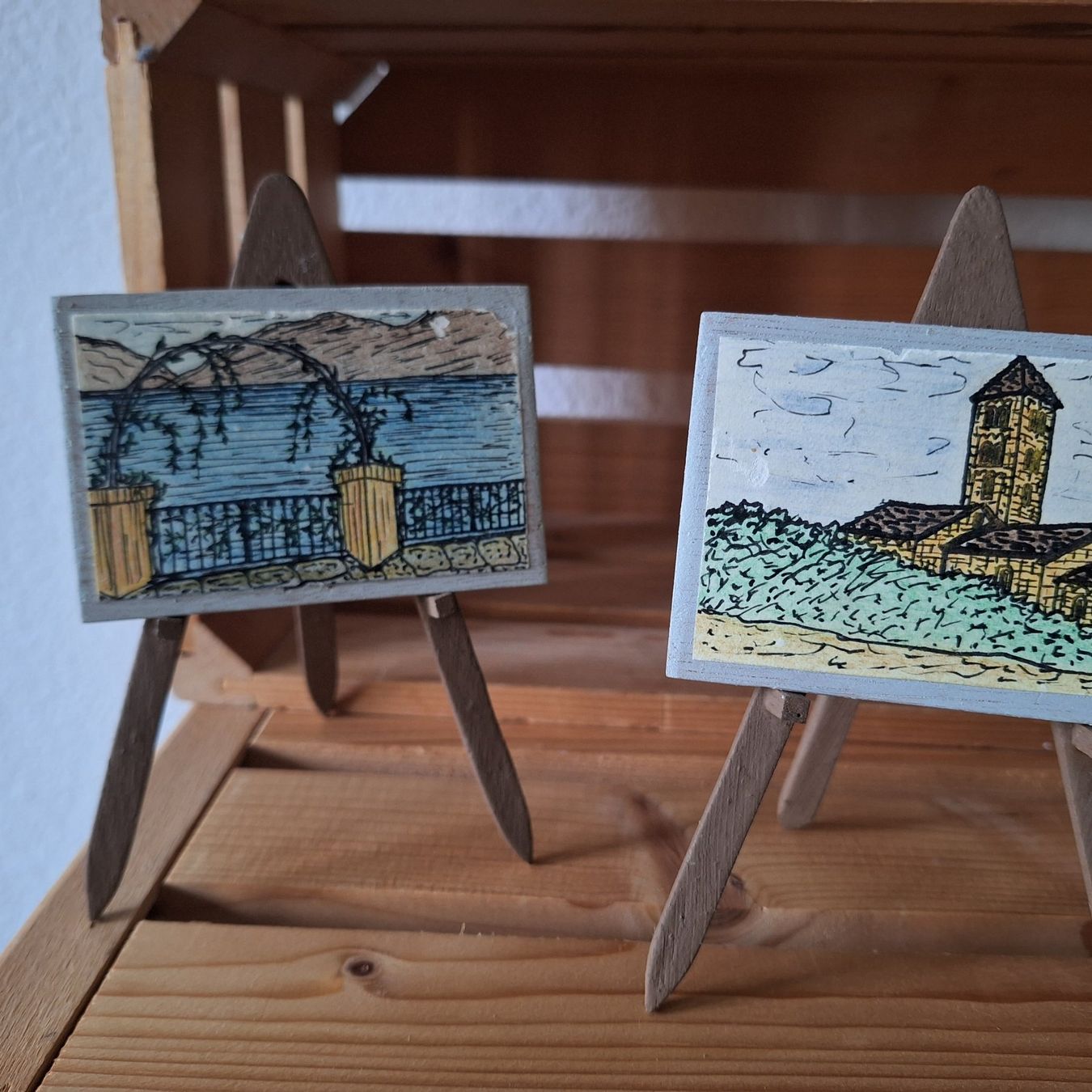 Tutte le decorazioni: Versand möglich! Selbst hergestellte, Mini Bilder, Staffelei – Usato da Winterthur venduto da Goldpipau 1