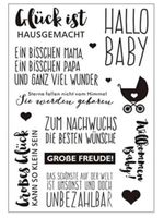 Silikonstempel Nr.734, Baby, Glückwunsch, Texte