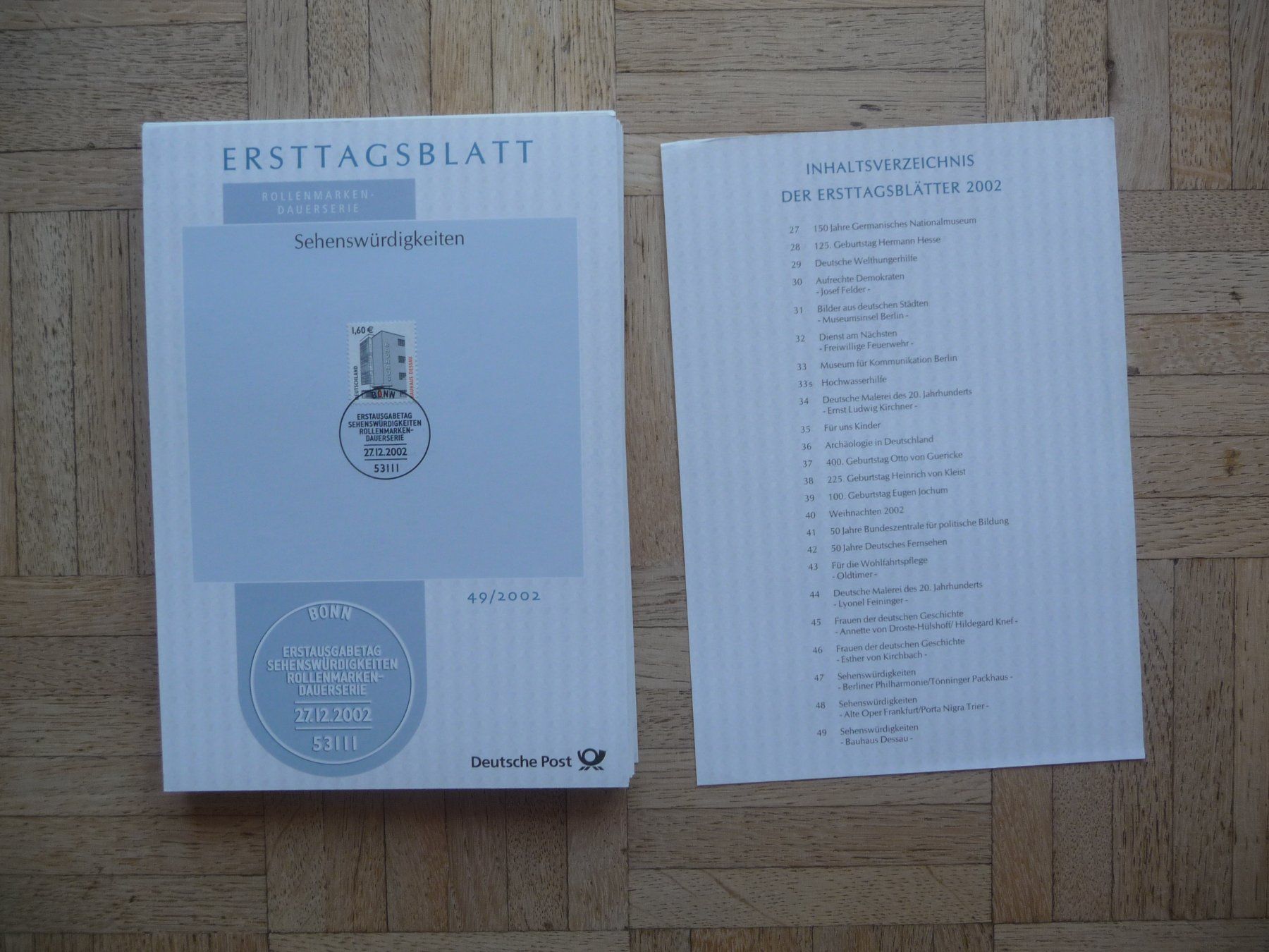 Alle Briefmarken: BRD, Ersttagsblätter 2002 ( 1 - 49 ) – Neu (gemäss Beschreibung) aus Zürich von Edje 1