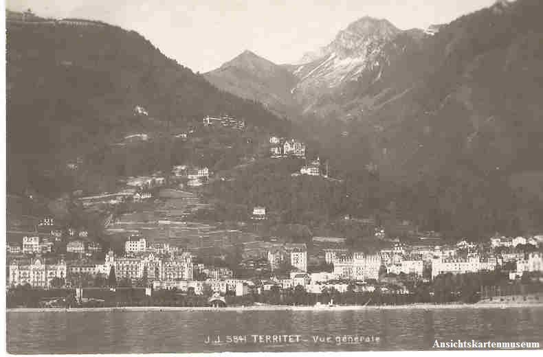 Cartoline postali: Territet - vue générale + ca. 1910 – Usato da Emmenbrücke venduto da teestube