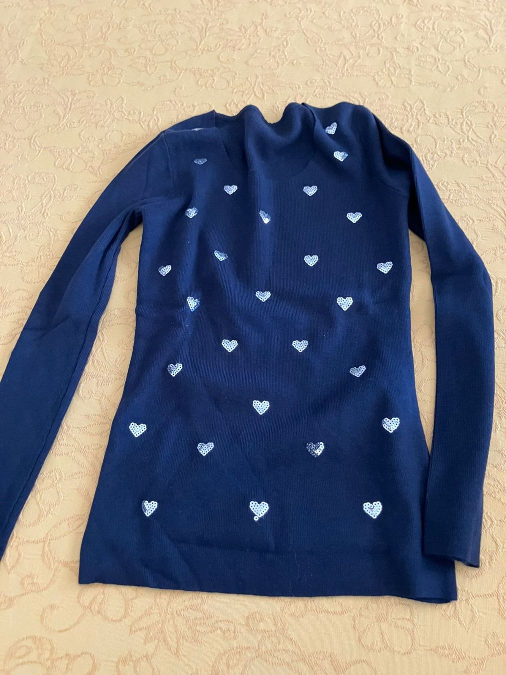 Maglioni & Felpe: Pullover blu cuoricini tg. S/M misto viscosa – Usato da Melano venduto da H-Sara
