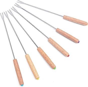 Forchette: 6 Fonduegabeln, Holzgriff, farbig markiert – Nuovo e nell'imballaggio originale da Wettingen venduto da Chnoelleli