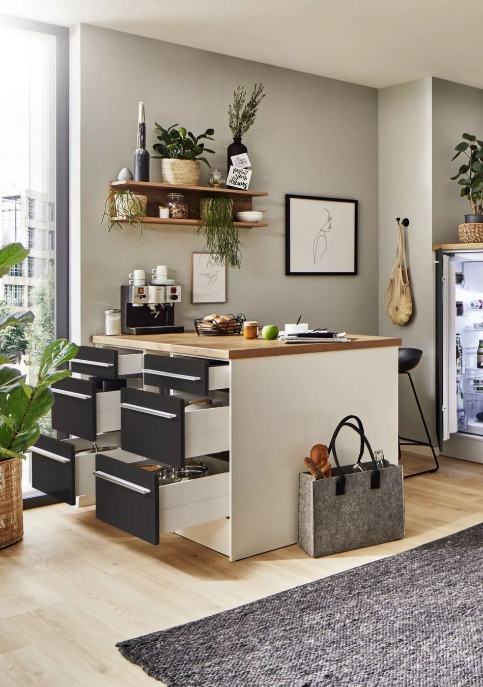 Cucine complete: 922 - Kücheninsel Gabriel 150cm mit Hängeregal Grau – Nuovo e nell'imballaggio originale da Wallenwil venduto da toesstalvertrieb 2