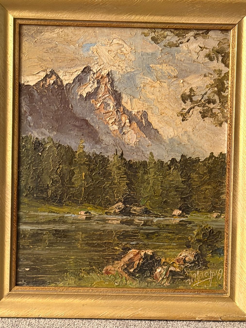 Dipinti: Antike Bergmalerei Landschaft 1949 – Usato da Basel venduto da PAUL_ART 1
