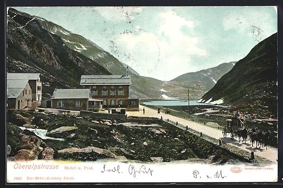 Cartoline postali: Andermatt, Oberalpstrasse mit Hotel und  – Usato da Berlin venduto da bartko-reher