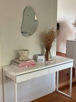 Schlanker Schmink/Schreibtisch in Glossy Weiss mit Schublade