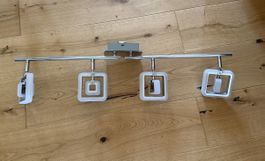 Deckenleuchte 4-flammig Chrom Quadrat Weiss 