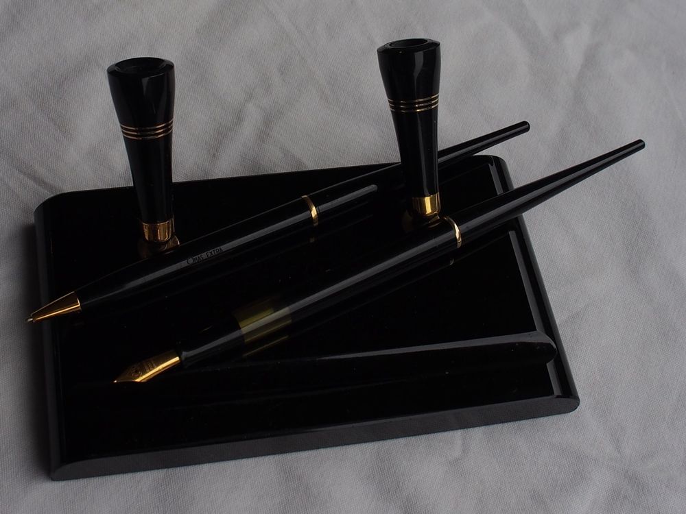 Parure Stylo Soma Vintage - Noir, Plume Et Bille - En Boîte - Occasion