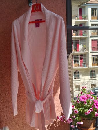 Veste d'intérieur en tricot rose "Françoise Saget"/Taille 40
