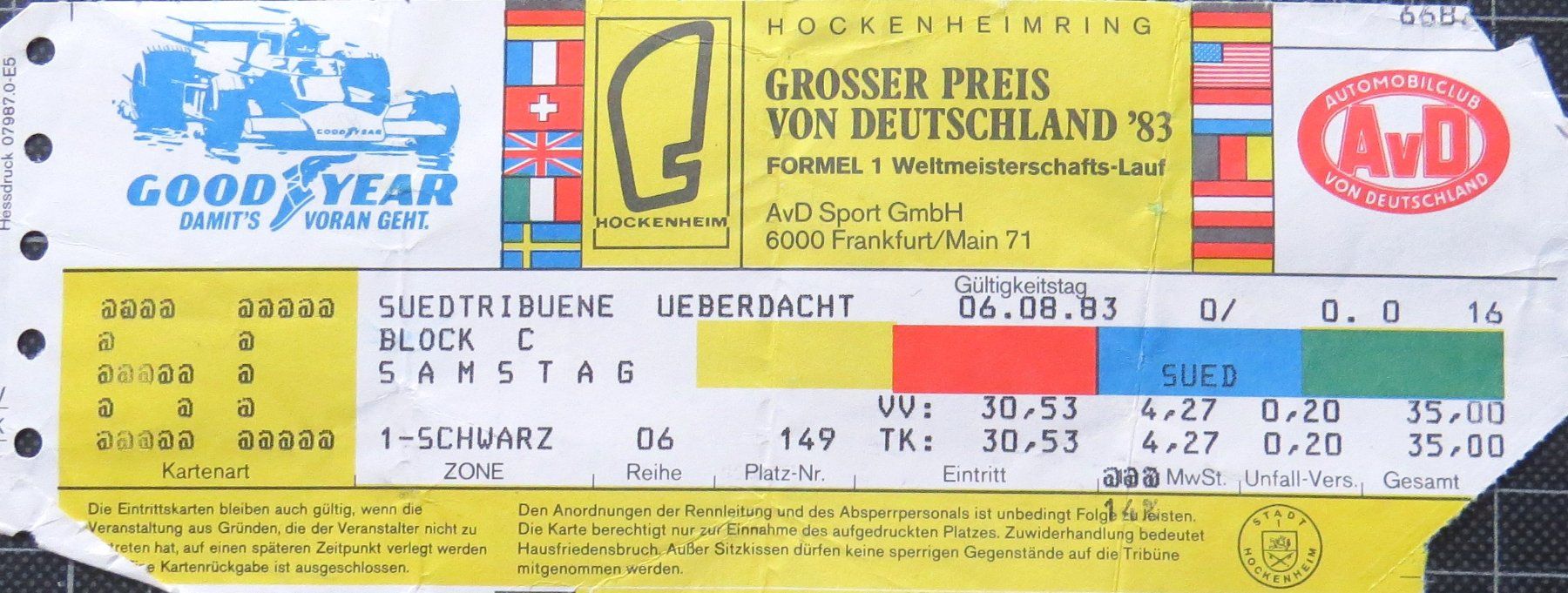 Documenti: Programm Formel 1 in Hockenheim von 1983 inkl. Eintr.karte – Usato da Ettingen venduto da campione_1 3
