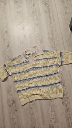 Pull Maille Femme Rayures Jaune Bleu 