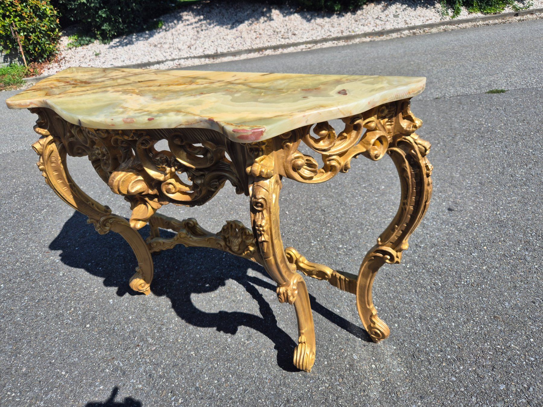 Tavoli: Console ancienne style baroque plateau marbre restaurée – Usato da Fully venduto da tameab 3