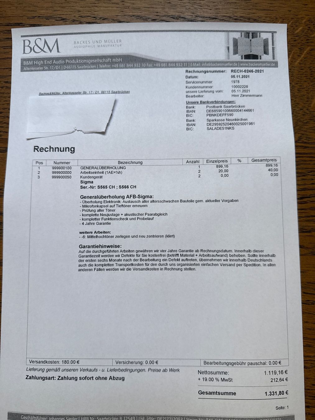 Haut-parleurs: Backes und Müller Sigma – D'occasion à Langnau am Albis par Mzimmer 3