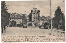 St. Gallen, Unionplatz mit Tram, gelaufen 1906