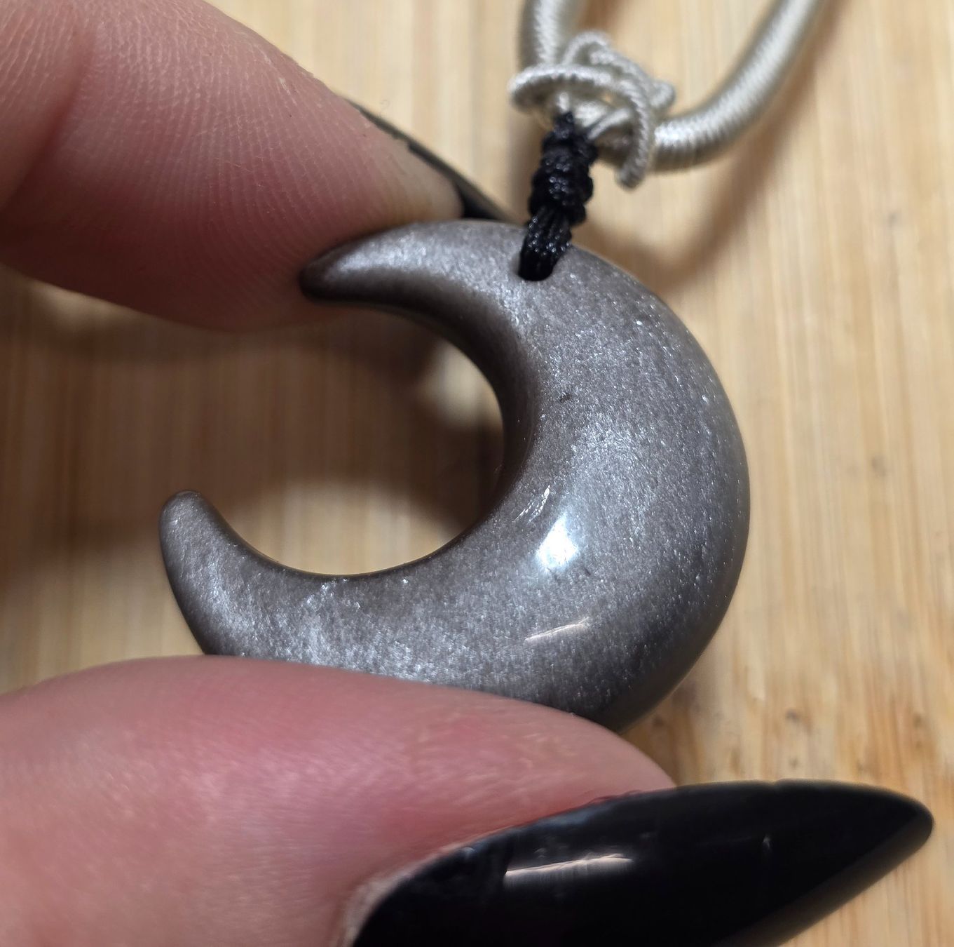 Mineralien & Heilsteine: Silber Obsidian Mondkette – Neu und originalverpackt aus Matzingen von Shay_Crystalz 2
