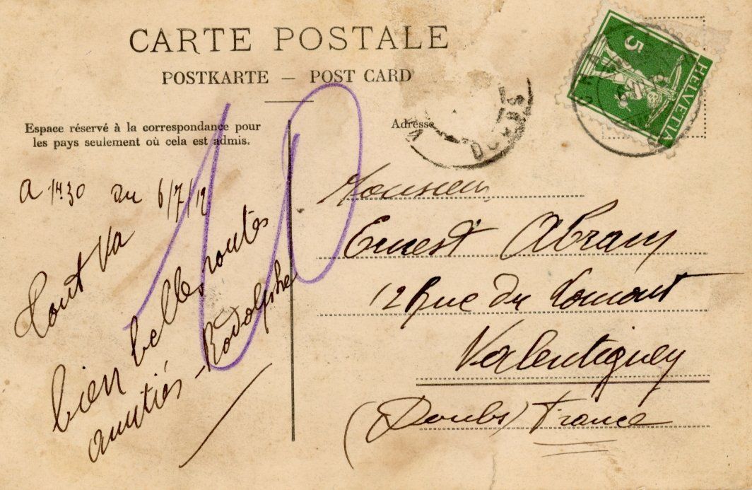 Cartoline postali: Bellelay   BE      um  1 9 1 2 – Usato da Brig venduto da Valcards54 1