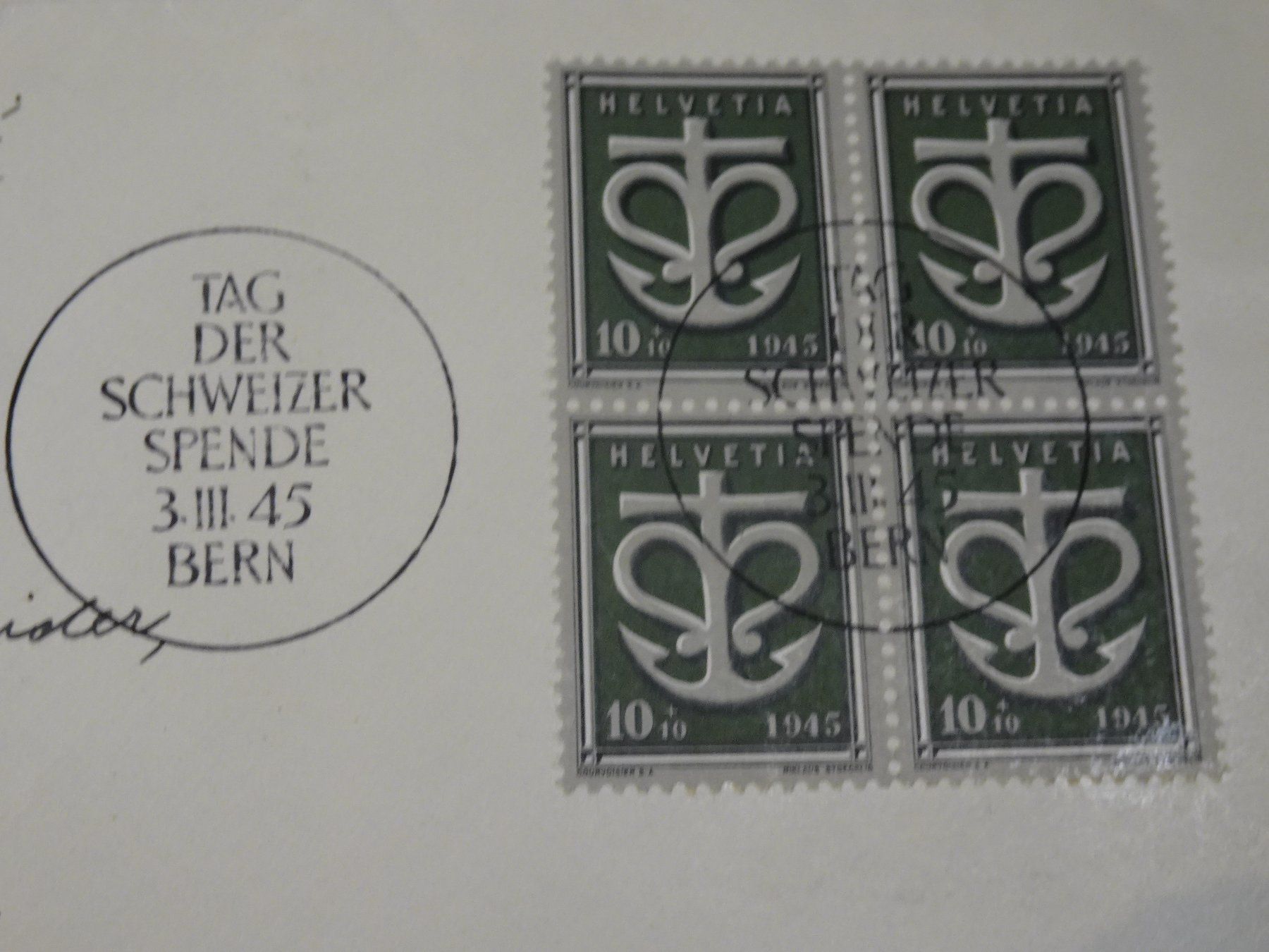 Tutti i francobolli: 3.III.45., 2 BRIEFE TAG DER SCHWEIZER SPENDE; R CHARGE – Usato da Eschenbach SG venduto da eDaisy 2
