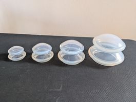 Schröpfköpfe Silikon Set 4-teilig transparent neu