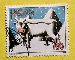 Nr.1201 GESTEMPELT Kuh im Schnee 2006