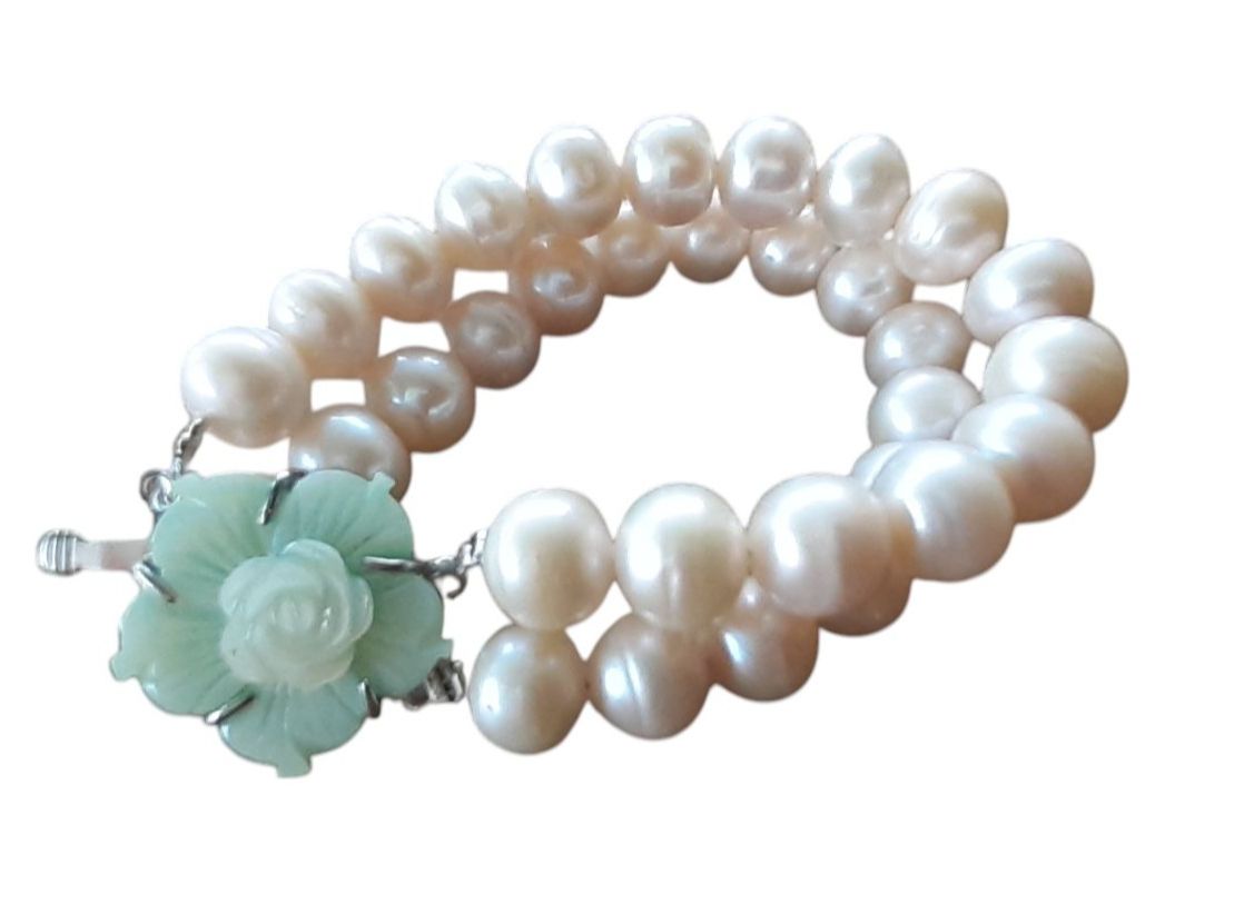 Bracciali & Braccialetti: Armband Perlen mit Jadeblüte – Usato da Mörschwil venduto da wunderkiste44