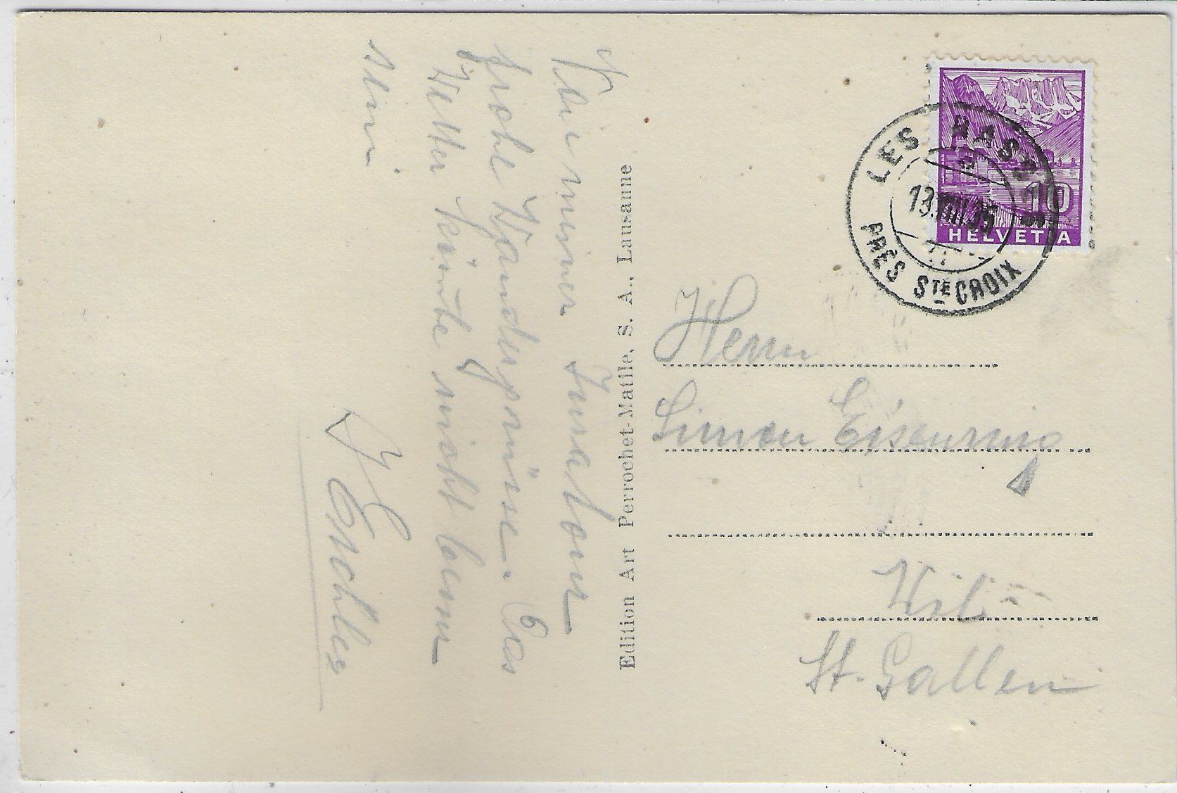 Cartoline postali: Le Rasses - Vue generale – Usato da Ettingen venduto da Kartenplanet 1