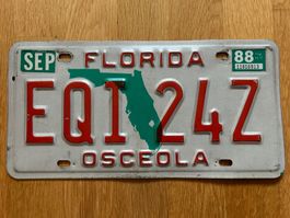 USA Nummernschild Osceola Florida 1988
