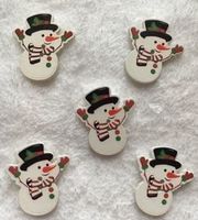 5 Schneemänner Knöpfe Aufnäher Näh Knopf annäher Schneemann