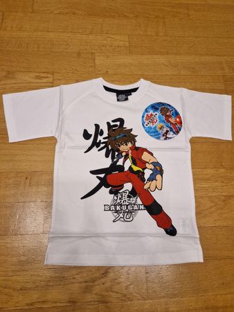 T-shirt Bakugan blanc, taille 6 ans, neuf, garçon. 😎